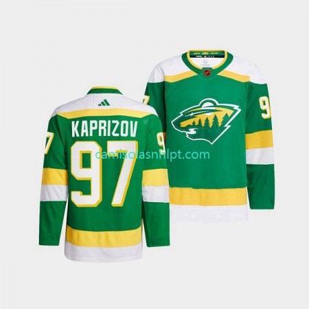 Camiseta Minnesota Wild Kirill Kaprizov 97 Adidas 2022-2023 Reverse Retro Verde Authentic - Homem